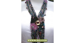 Fashion Necklace Multi Strand Beads Pendant
